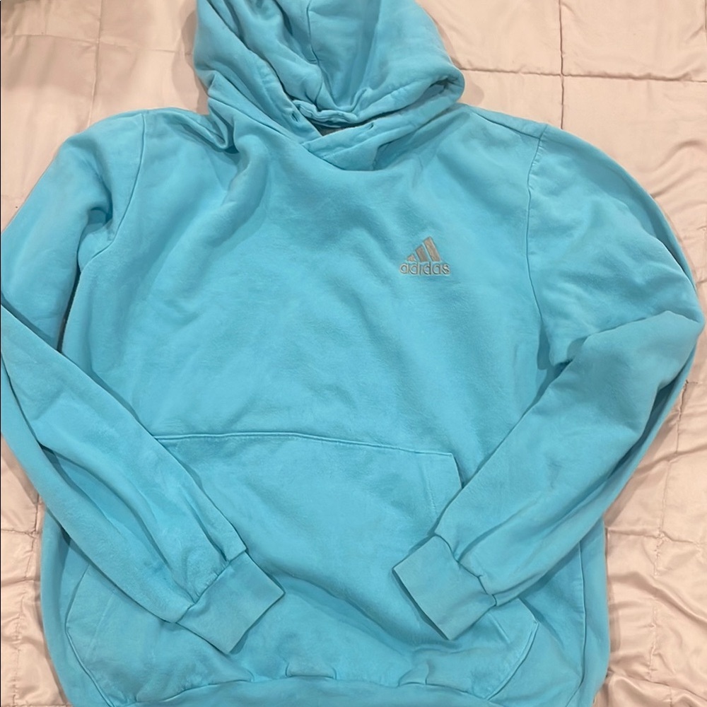 Adidas Blue Sweatshirt Hoodie Vibrant Cotton Blend